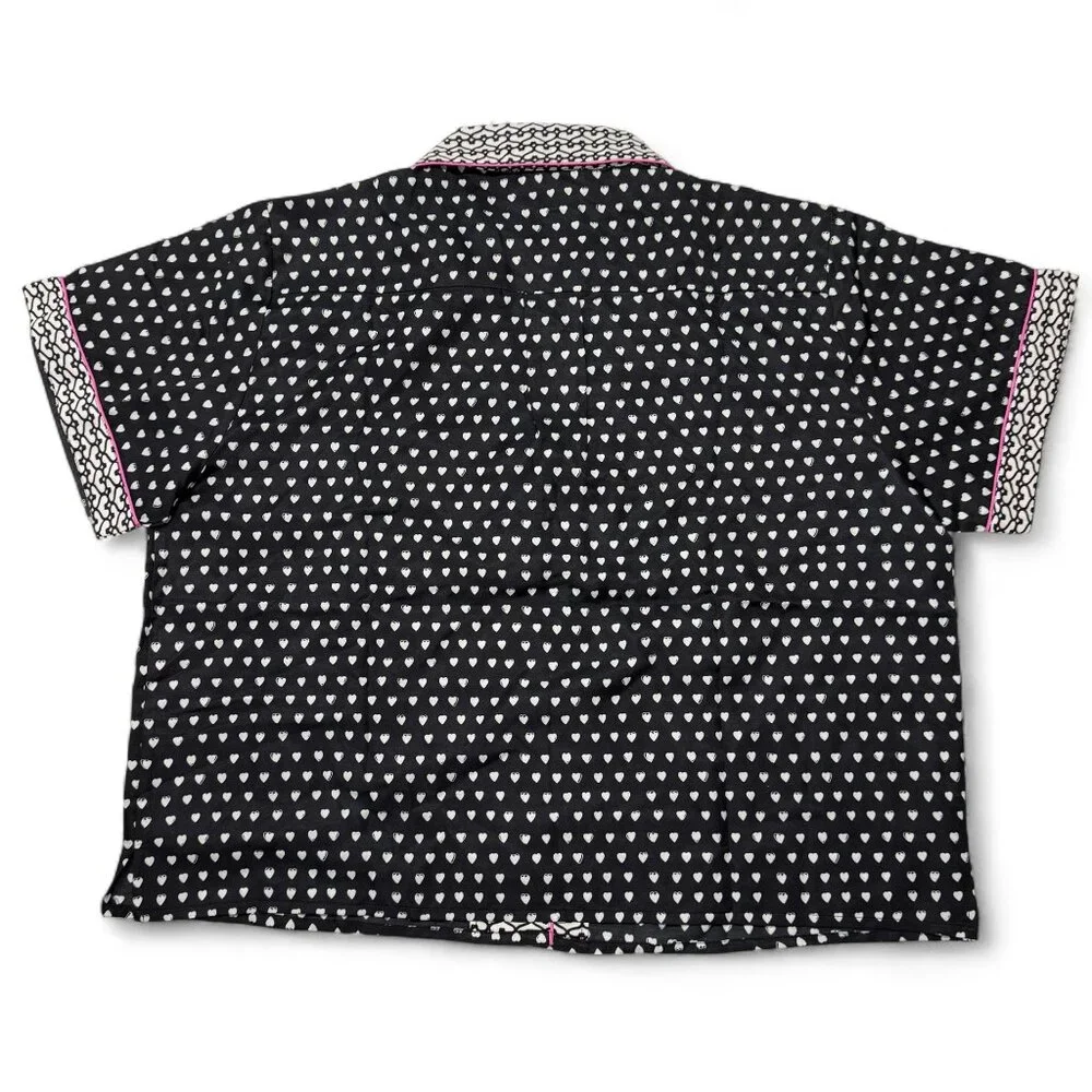 Roller Rabbit x Lele Sadoughi Black‎ Heart Pajamas PJ Set Womens XL NWT Shorts